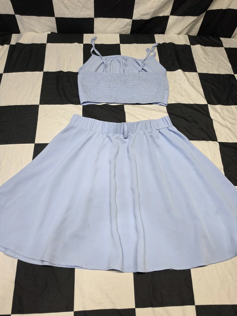 Women's Two-Piece Skirt Set in Light Blue - Casual Summer Ensemble